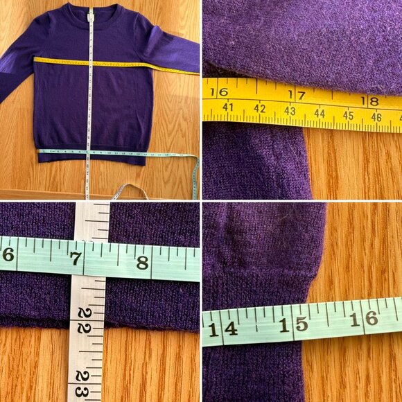 J Crew Womens Purple Merino Wool Sweater Size S-M with FLAWS - Picture 6 of 12